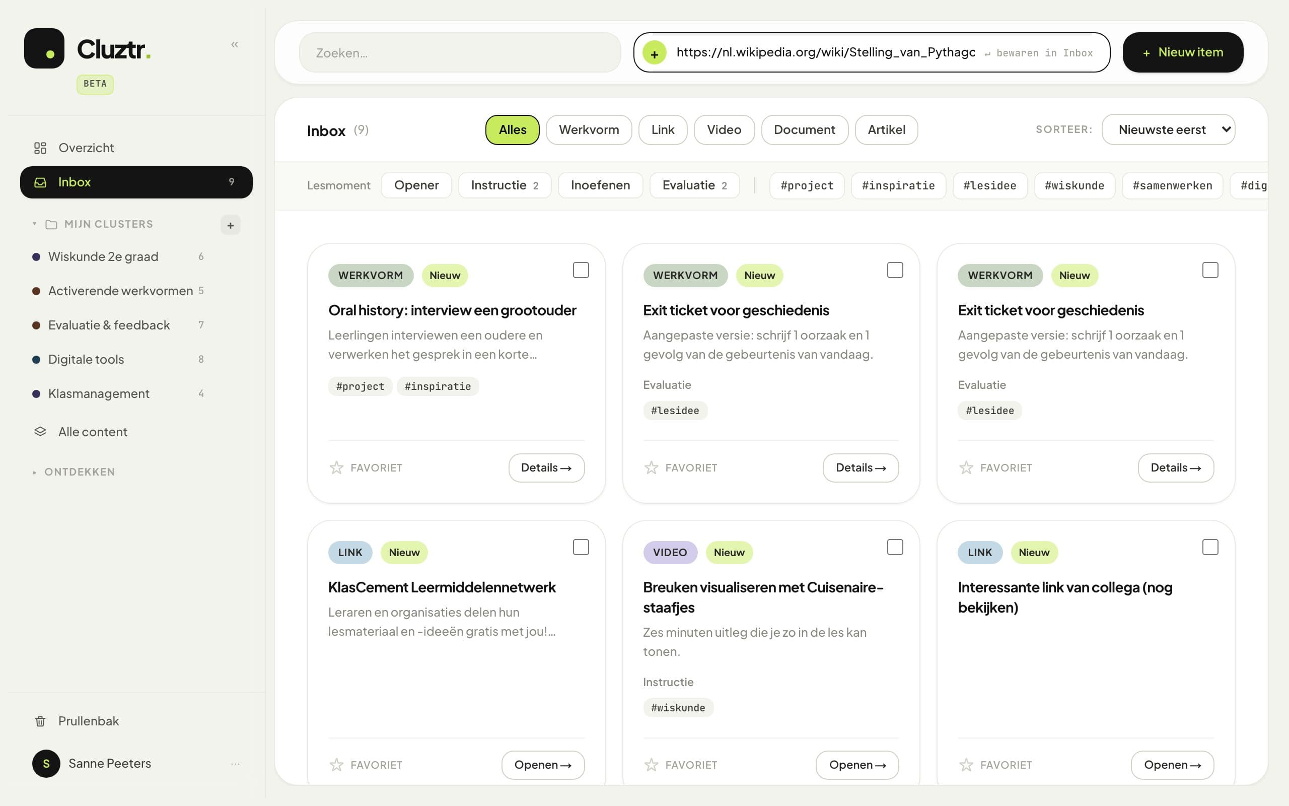 Cluztr, stap 1: Plak een link